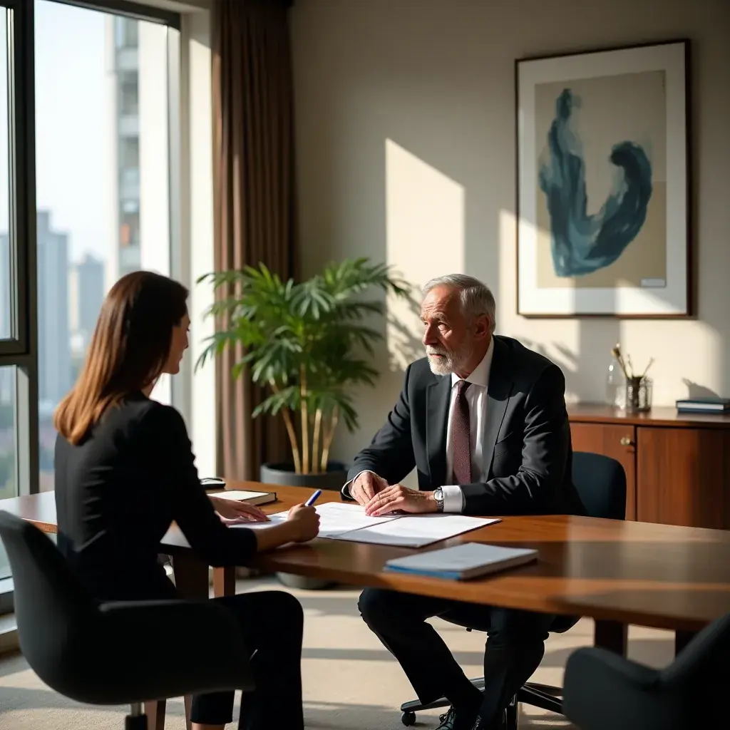 Consultant analizând date financiare cu un client