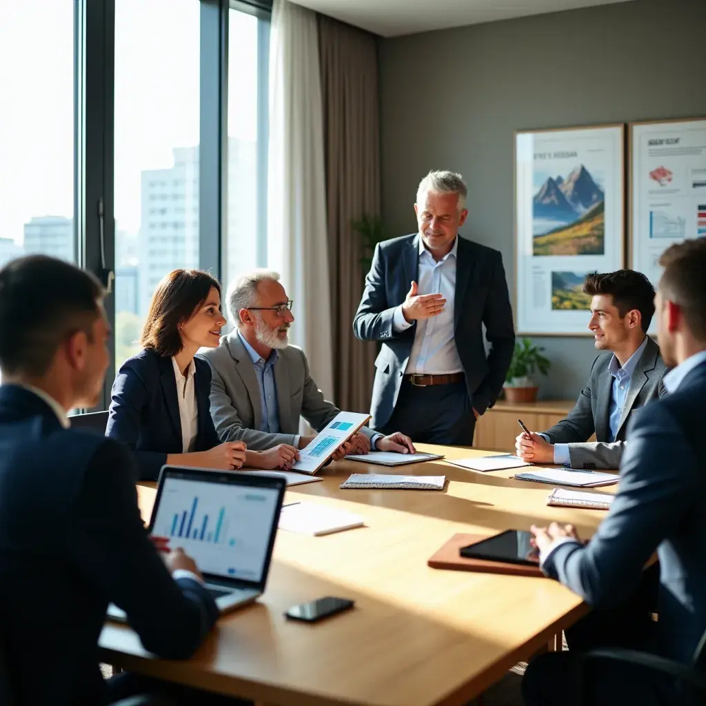 Întâlnire de brainstorming între consultanți și clienți